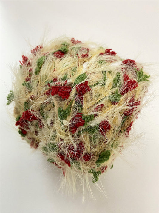 Close up texture of Wild Rose soft floral textured yarn