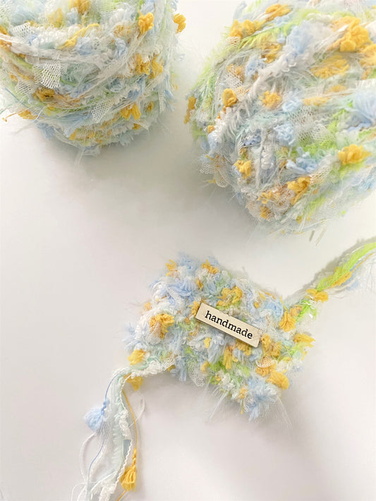 Close up texture of Daisy Chain soft floral textured yarn