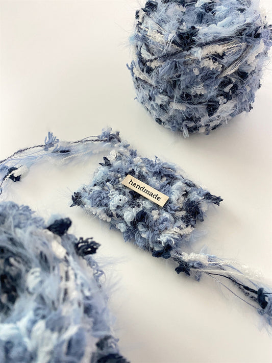 Frost Lake blue and white fancy yarn for crochet and knitting